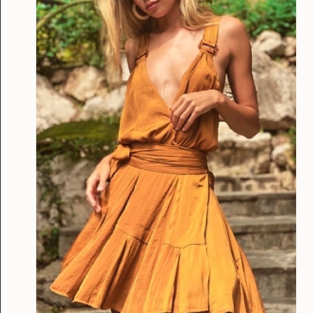 Free People two piece set (body suit and wrap skirt)